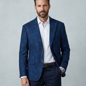 Robert Graham Blue Floral Jacquared Blazer Jacket size 38S